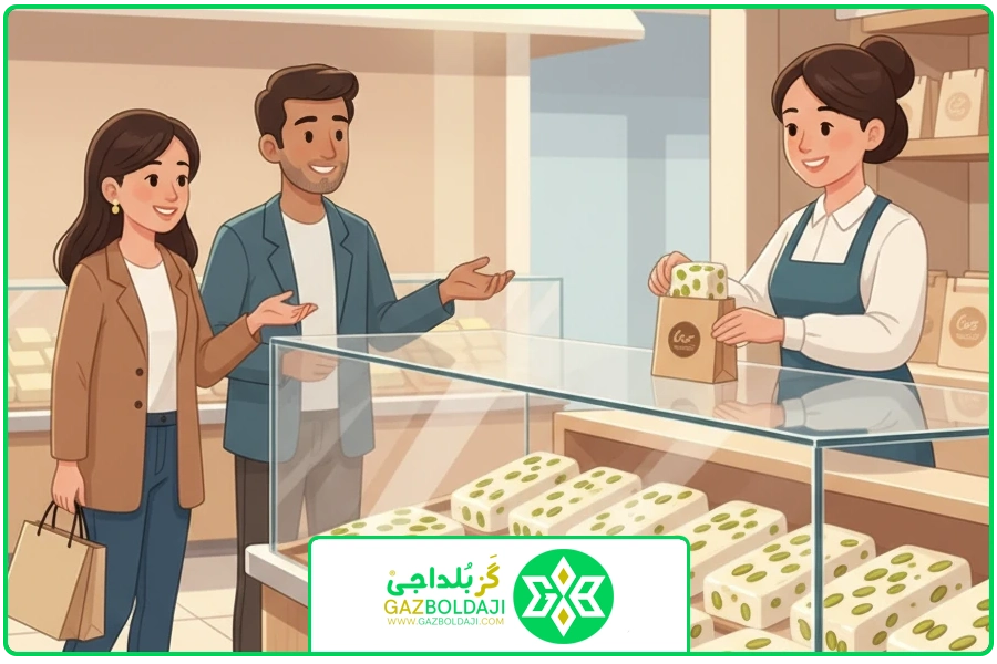 نقش بسته بندی | خرید گز تازه مغز دار